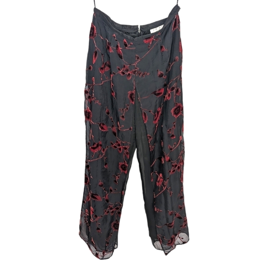 Vintage J.R Nites Sheer Mesh with Velour Floral Woman's Pants size 8